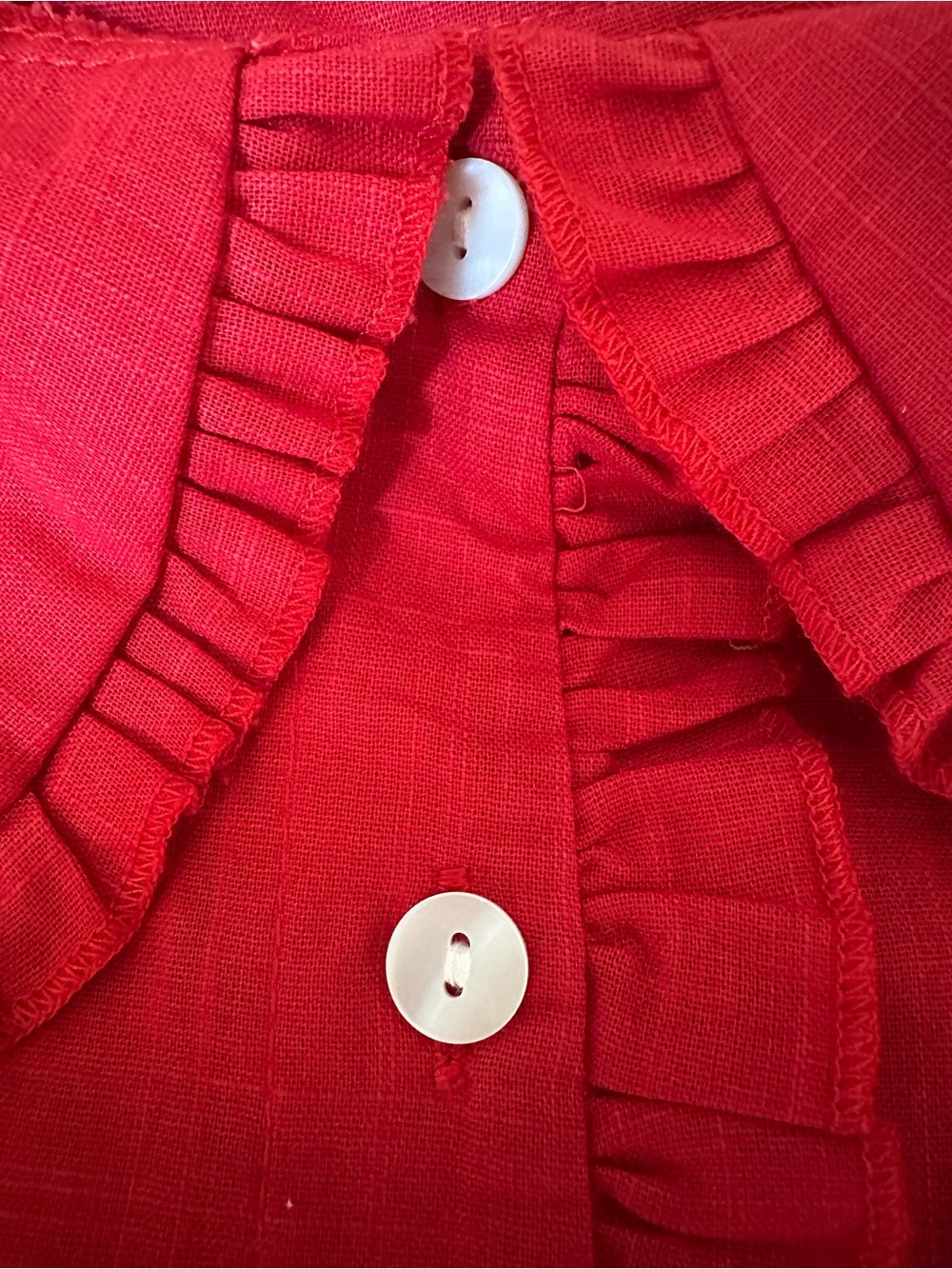 Westfade Red Ruffled Peter Pan Collar Dress Babydoll Puff Sleeves Small - Picture 5 of 7